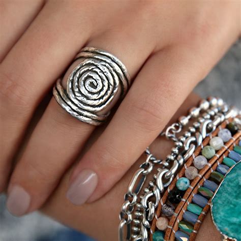 Spiral Boho Ring- Sterling Silver Handmade Boho Jewelry | HappyGoLicky