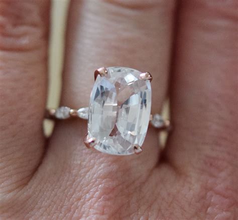 White Sapphire Cushion Cut Engagement Ring