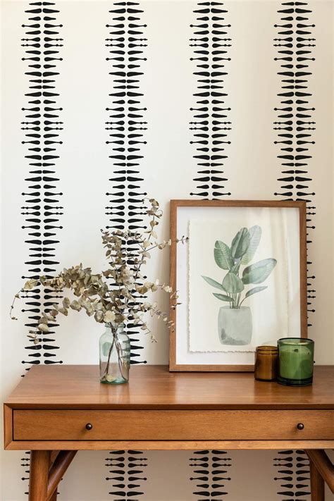 Modern boho Peel and Stick Wallpaper or Non-Pasted