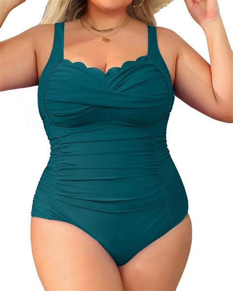 Aqua Eve Womens Plus Size One Piece Swimsuit- Tummy Control Bathing