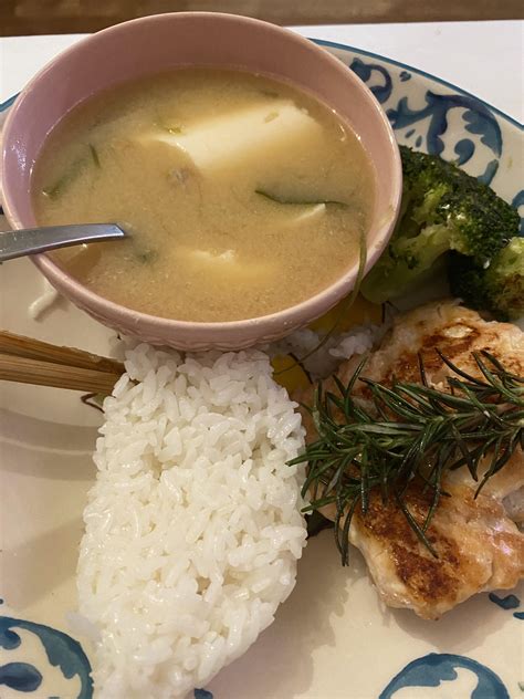 dinner my mom made me :) salmon is cooked in sweet miso and avocado oil