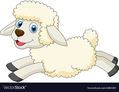 Cute sheep cartoon jumping Royalty Free Vector Image