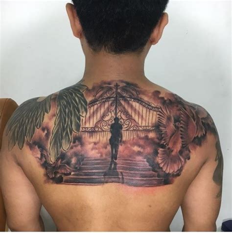 90+ Heaven Tattoos For Men (2020) - Stairway, Gates, Hell Designs | Heaven tattoos, Gates of ...