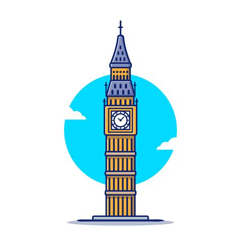 Big Ben Cartoon Vector Icon Illustration. Famous Building Traveling