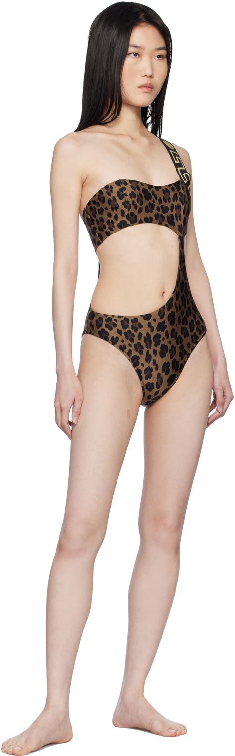Versace Underwear Brown Leopard One-Piece Swimsuit Versace Underwear
