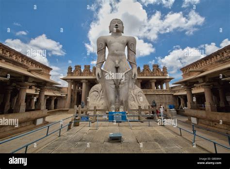 The statue of Gomateswara Bahubali, situated at Shravanabelagola ...