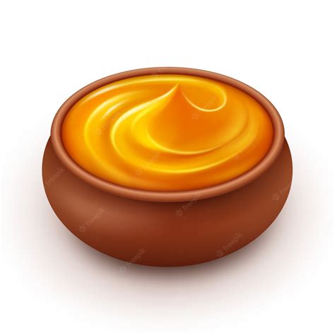 Premium Vector | Ceramic pot of dense amber honey isolated