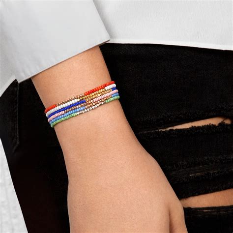 Women's White Beaded Bracelet with White Gold - Allison Bryan Jewellery