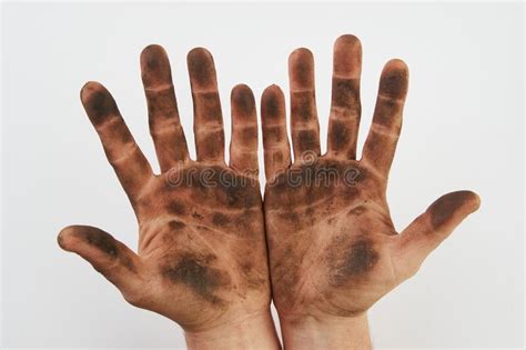 dirty hand isolated white background copy space man show  dirty