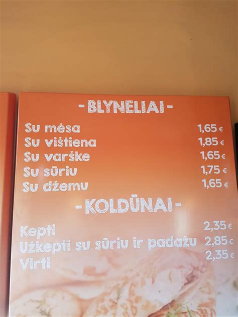 Menu at Cheburekine fast food, Vilnius, Skroblų g. 31
