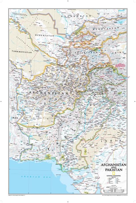 Afghanistan And Pakistan Political Wall Map by National Geographic ...