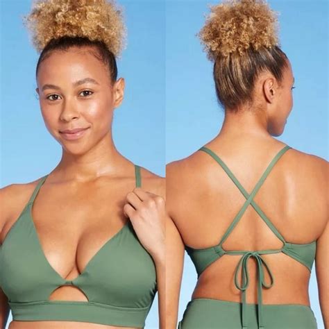 Target Basics NEW TARGET Sage Green Cutout Open Back Tie Bikini Swim