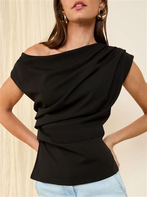 buy friends   black draped   shoulder top