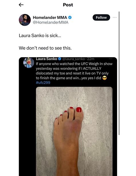 UFC 299: “We don’t need to see this” - Laura Sanko posts feet pic to