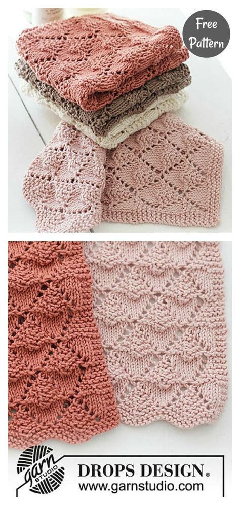 Lace Diamond Dishcloth Free Knitting Pattern | Knitted washcloth ...