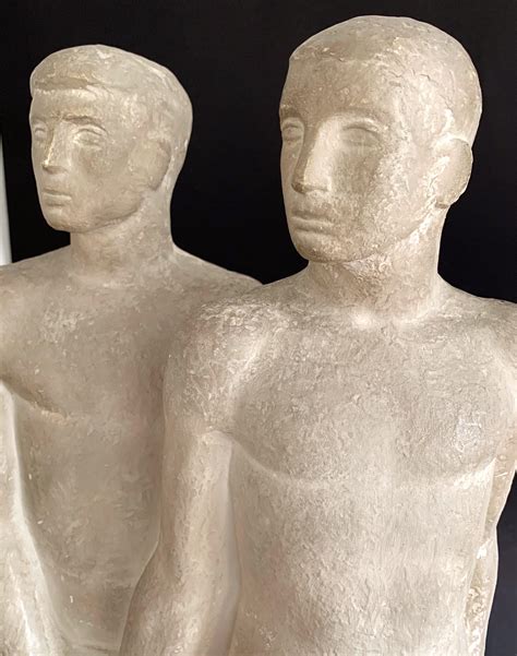 "Men Clasping Hands, " Unique Art Deco Sculpture of Nude Male Couple at