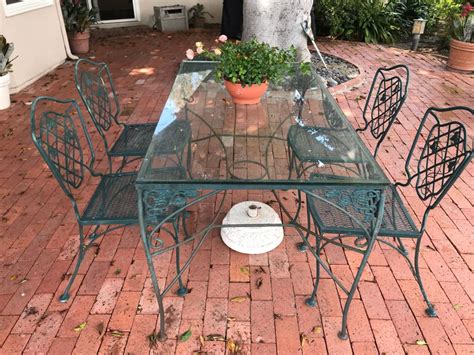 Outdoor Wrought Iron Table With Glass Table Table Round Iron Wrought ...