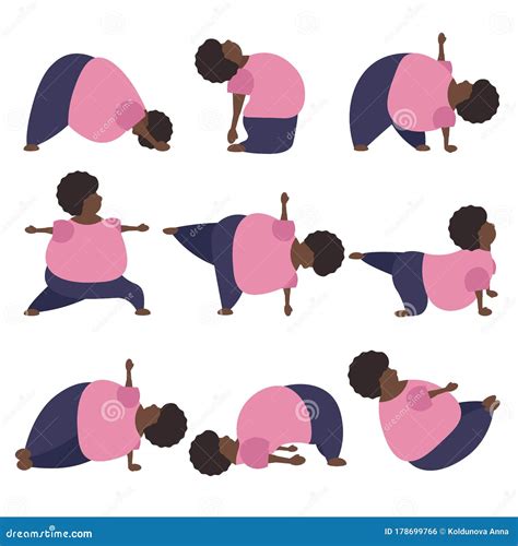 Grupo De Mujeres Gordas Divertidas Haciendo Ejercicios De Yoga