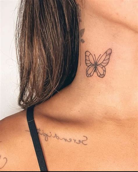 Tattoo No Pescoço Feminina Borboleta - Tatuagem feminina no pescoço com borboleta: inspirações para expressar ...