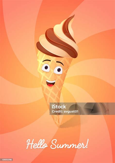 karakter es krim kartun ilustrasi stok  gambar  desain