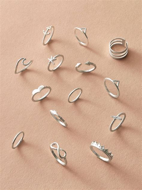 14pcs Skinny Ring Pack | SHEIN USA in 2021 | Skinny rings, Womens ...