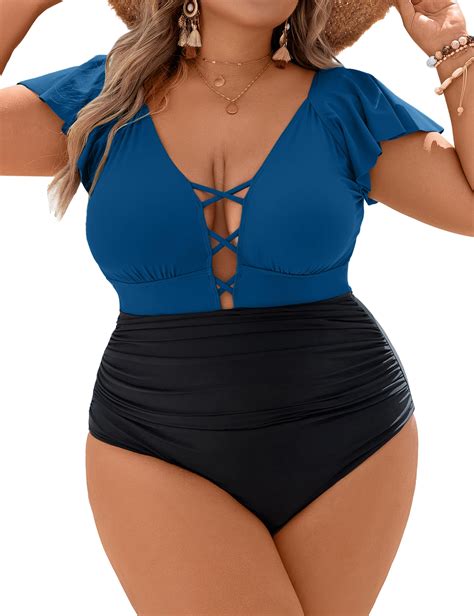 Blooming Jelly Women's Plus Size One Piece Swimsuits Tummy Control