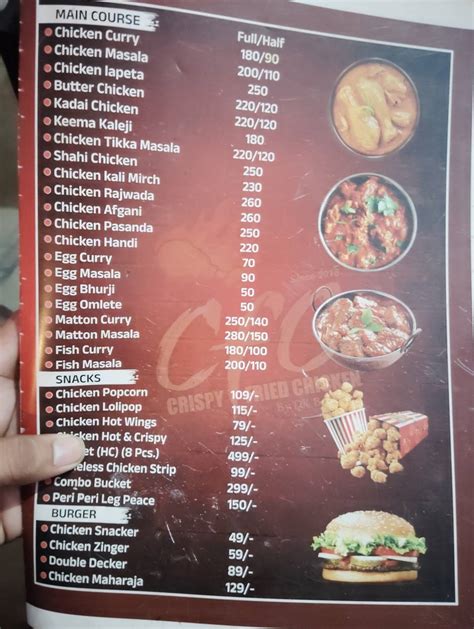 Menu at CFC(crispy fried chicken), Vidisha