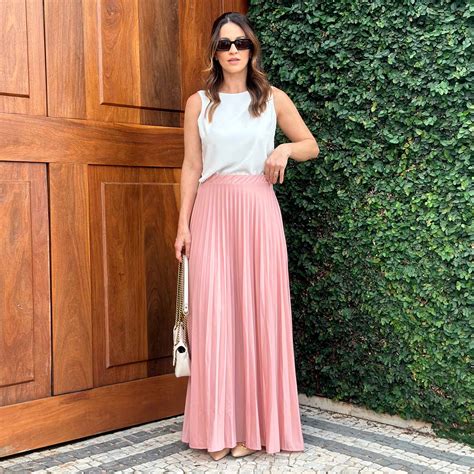 Saia Longa Plissada - SAIA LONGA PLISSADA ROSÊ - Camila Boletti Moda Feminina