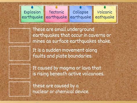 Types of earthquake - Match up