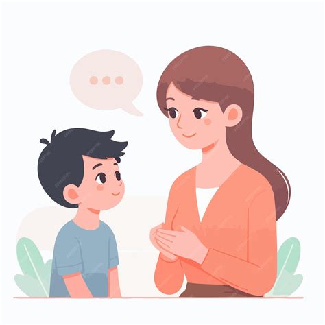 Madre hablando con su hijo en estilo de diseño plano | Vector Premium