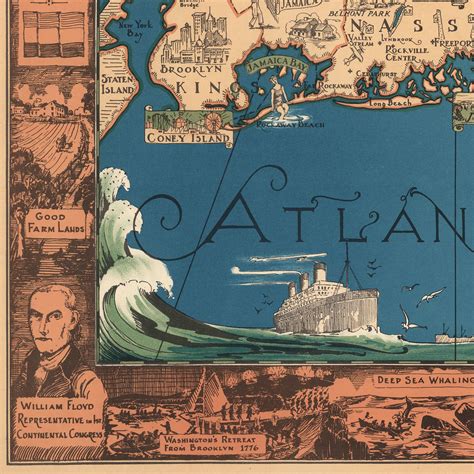 Map of Long Island Classic Pictorial Historic Map 1933. - Etsy