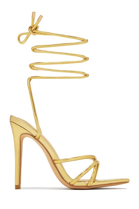 Miss Lola | Holly Nude Lace Up Strappy Heels – MISS LOLA