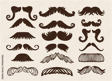 Black silhouette mustache. Mustache brown hair and man mustache hipster ...