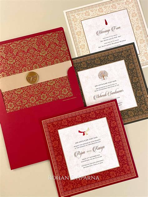 Banarasi Brocade Indian Wedding Card | Rohan & Aparna