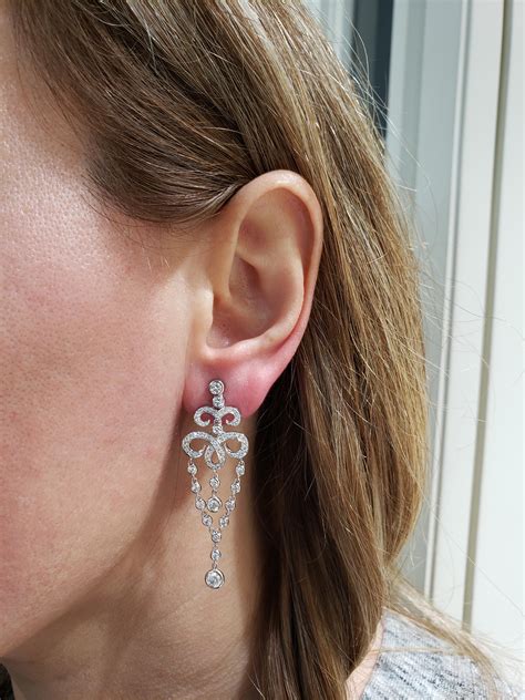 Roman Malakov 1.85 Carats Total Round Diamond Filigree Fringe Dangle