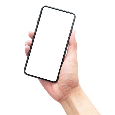 hand holding smartphone  screen mockup  png