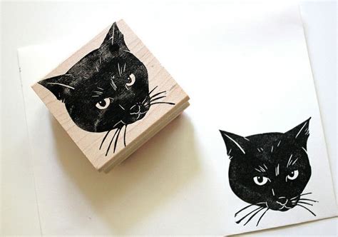 cat stamp | Cat stamp, Linocut prints, Lino art