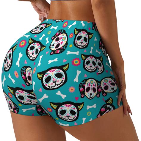 Cauagu Cartoon Dog And Cat for Womens Workout Impact Shorts,Booty Biker