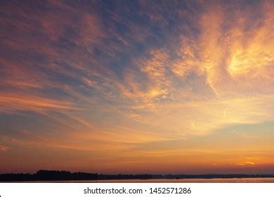 beautiful golden sunset sky background stock photo