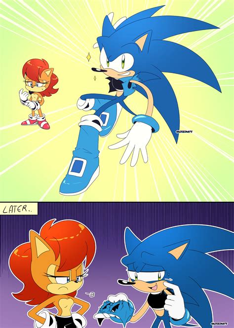 #18622 - safe, sally acorn, sonic the hedgehog, comic, embarrassed