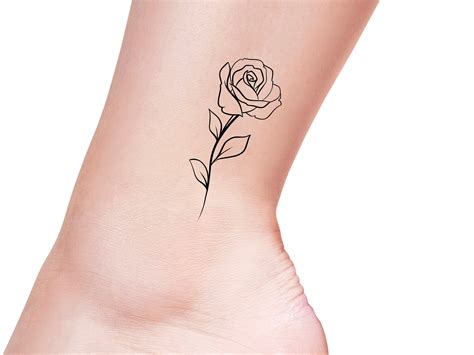 Rose Outline Temporary Tattoo / Rose Tattoo / Flower Tattoo / - Etsy