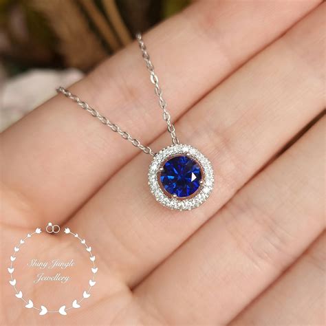 Genuine Lab Grown Sapphire Necklace Delicate 1 Carat 6mm - Etsy UK
