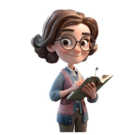 Cute Scholar 3D Cute Girl in Professor Character with a book and