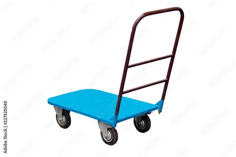 wheeled cart  transporting goods manually isolated  white