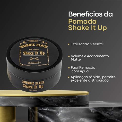 Johnnie Black Pomada Shake It Up - Flexível Fixação 3 Cabelo e Barba 55g