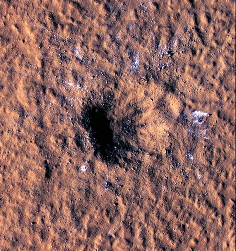nasa discovers    block wide crater  mars  signs  water ice