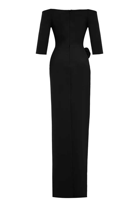 Black Crepe Kapri Kol Long Dress | Crape Dresses | KeiKei