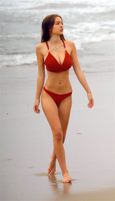 Sophie Mudd in a Red Bikini on the Beach in Malibu • CelebMafia