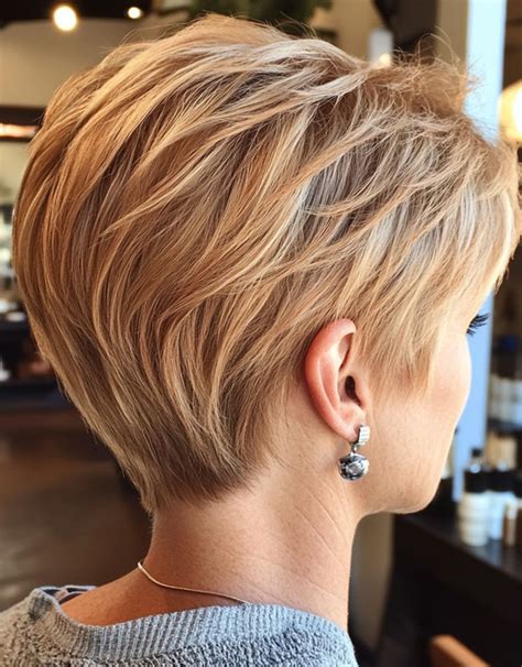 43 Chic Pixie Haircut for Women Over 50 : Warm Blonde Pixie with