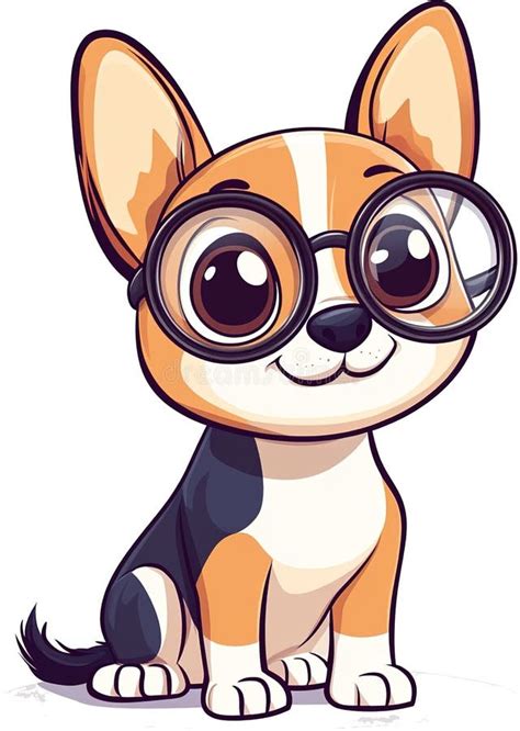 Cute Animated Corgi Wearing Big Round Glasses with a Charming Smile in ...